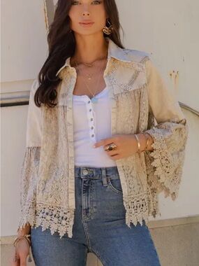 Young Threads Lace-Trim Boho Jacket